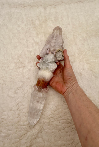 Dragon of Sacred Opening; Healing Wand, Pink Amethyst & Vogel Quartz, Heart Healing, Spiritual Awakening, Abundance