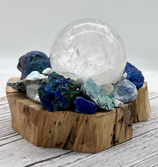 Palo Santo, Quartz Sphere, Lapis Lazuli, Hemimorphite, Larimar, Celestite, Chrysocolla Kyanite Shamanic Healing Orb of Transformation - Journey There -