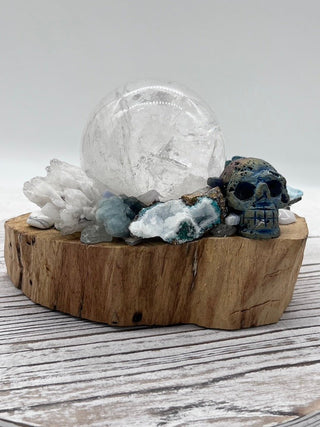 Palo Santo, Quartz Sphere, Lapis Lazuli, Hemimorphite, Larimar, Celestite, Chrysocolla Kyanite Shamanic Healing Orb of Transformation - Journey There -