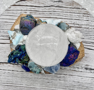 Palo Santo, Quartz Sphere, Lapis Lazuli, Hemimorphite, Larimar, Celestite, Chrysocolla Kyanite Shamanic Healing Orb of Transformation - Journey There -