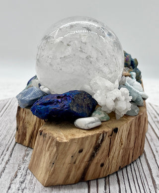 Palo Santo, Quartz Sphere, Lapis Lazuli, Hemimorphite, Larimar, Celestite, Chrysocolla Kyanite Shamanic Healing Orb of Transformation - Journey There -