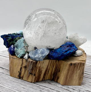 Palo Santo, Quartz Sphere, Lapis Lazuli, Hemimorphite, Larimar, Celestite, Chrysocolla Kyanite Shamanic Healing Orb of Transformation - Journey There -