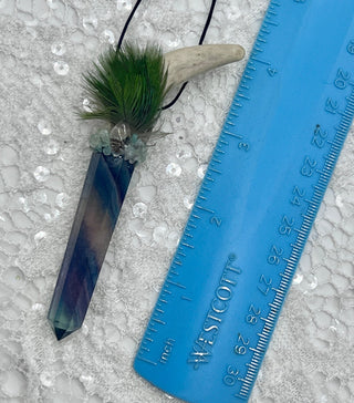 Antler, Fluorite, Quartz Aventurine, Macaw Shamanic Traveling Magic Wand, Energy Healing Pendant, Spiritual Awakening, Stress - Journey There -