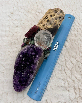 Cholla Cactus, Amethyst, Quartz, Fluorite, Citrine, Carnelian, Tree Agate, Aventurine, Prehnite, Shamanic Healing Wand Magic, Medicine Tool - Journey There -