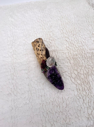 Cholla Cactus, Amethyst, Quartz, Fluorite, Citrine, Carnelian, Tree Agate, Aventurine, Prehnite, Shamanic Healing Wand Magic, Medicine Tool - Journey There -