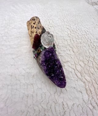 Cholla Cactus, Amethyst, Quartz, Fluorite, Citrine, Carnelian, Tree Agate, Aventurine, Prehnite, Shamanic Healing Wand Magic, Medicine Tool - Journey There -