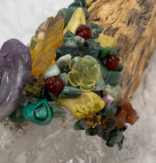 Cholla Cactus, Quartz, Yellow Fluorite, Amethyst, Fluorite, Malachite, Serpentine, Moss Agate, Shamanic Healing Wand Magic, Medicine Tool - Journey There -