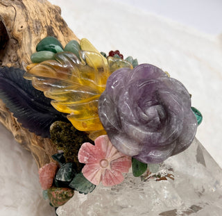 Cholla Cactus, Quartz, Yellow Fluorite, Amethyst, Fluorite, Malachite, Serpentine, Moss Agate, Shamanic Healing Wand Magic, Medicine Tool - Journey There -