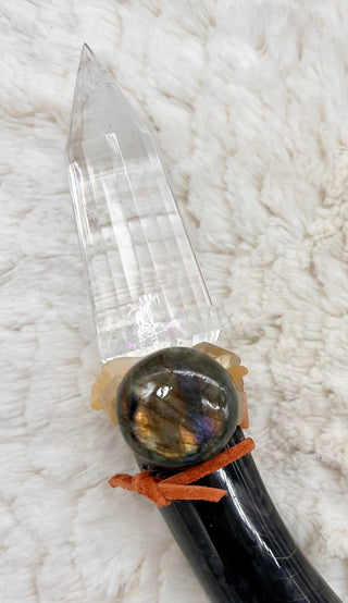 Fossil, Vogel Quartz, Labradorite, Yellow Labradorite, Golden Healer Shamanic Healing Wand Magic, Solar Plexus, Transformation Manifestation - Journey There -