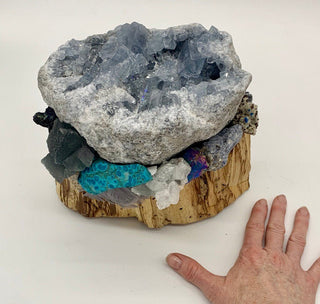 Palo Santo, Celestite, Fluorite, Chrysocolla, Apophyllite, Quartz, Azurite, Calcite, Galena, Turquoise, Shamanic Healing Altar Piece - Journey There -