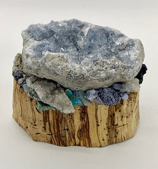 Palo Santo, Celestite, Fluorite, Chrysocolla, Apophyllite, Quartz, Azurite, Calcite, Galena, Turquoise, Shamanic Healing Altar Piece - Journey There -