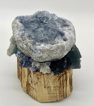 Palo Santo, Celestite, Fluorite, Chrysocolla, Apophyllite, Quartz, Azurite, Calcite, Galena, Turquoise, Shamanic Healing Altar Piece - Journey There -