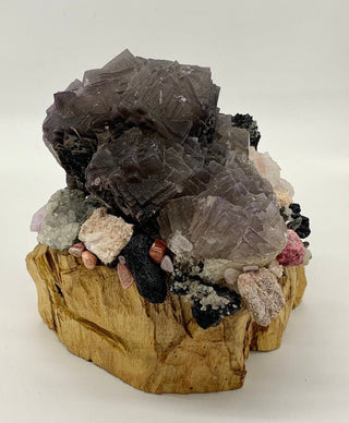 Palo Santo, Fluorite, Apophyllite, Tourmaline, Stilbite, Agate, Quartz, Rhodonite, Heulandite, Rhodochrosite, Shamanic Healing Altar Piece - Journey There -