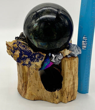 Palo Santo, Labradorite Sphere, Azurite, Smoky Quartz Cluster, Leopard Skin Jasper, Hematite, Shamanic Healing Wand of Light, Orb of Light - Journey There -