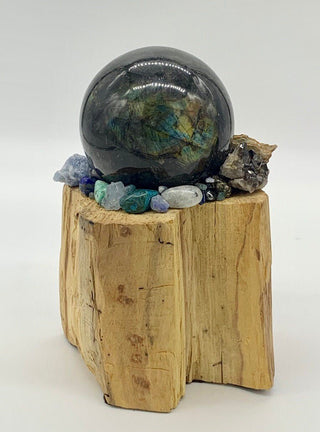 Palo Santo, Labradorite Sphere, Azurite, Smoky Quartz Cluster, Leopard Skin Jasper, Hematite, Shamanic Healing Wand of Light, Orb of Light - Journey There -