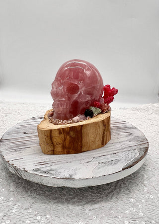 Palo Santo, Rose Quartz Skull, Pink Tourmaline, Kunzite, Green Apophyllite, Chrysoprase, Spessartine Garnet Shamanic Healing - Journey There -