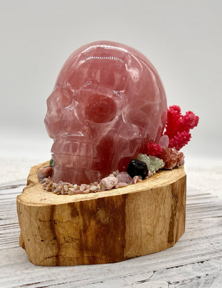 Palo Santo, Rose Quartz Skull, Pink Tourmaline, Kunzite, Green Apophyllite, Chrysoprase, Spessartine Garnet Shamanic Healing - Journey There -