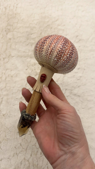 Sea Urchin Medicine, Smoky Quartz, Pyrite, Red Jasper Skull, Shamanic Healing Rattle, Cleansing, Inner Vision, Channeling, Psychic Gifts - Journey There -