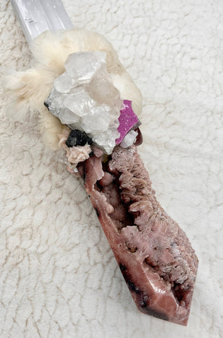 Selenite, Pink Amethyst, Chalcedony, White Calcite, Cobalt Calcite, Kunzite, Pink Tourmaline, Shamanic Healing Altar Piece, OOAK Ceremony - Journey There -