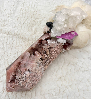 Selenite, Pink Amethyst, Chalcedony, White Calcite, Cobalt Calcite, Kunzite, Pink Tourmaline, Shamanic Healing Altar Piece, OOAK Ceremony - Journey There -